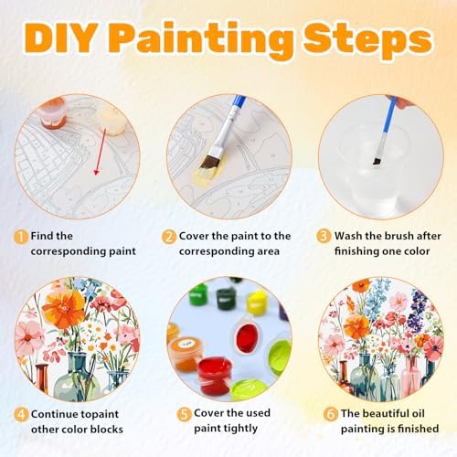 CRZMODE Flowers Paint by Numbers Kit for Adults, Vase Paint by Numbers for Adults, Acrylic Painting Crafts for Home Decor Gift (16x20inch)