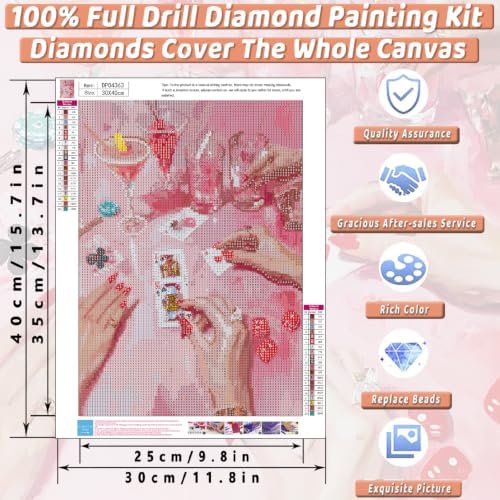 Pink Poker Diamond Art Kits for Adults Diamond Painting Kit for Beginner