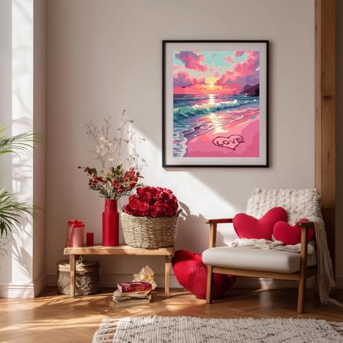 Gemozaic Paint by Numbers Kit for Adults - Beach Sunset, 16x20, Unframed