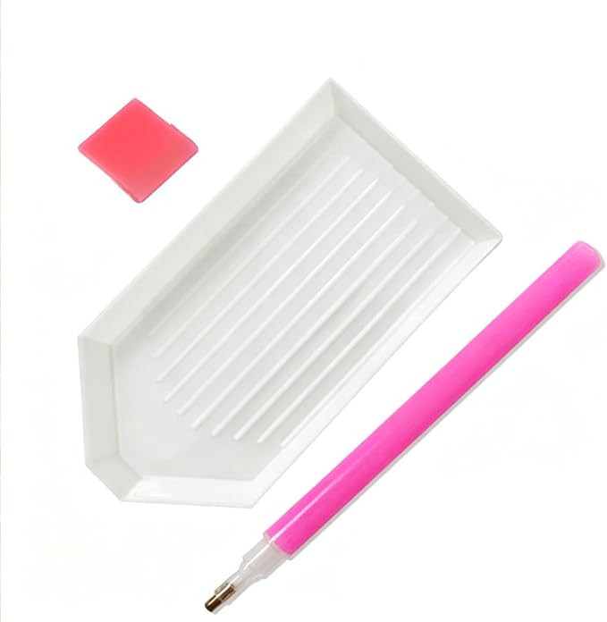 BinarySky Diamond Painting Tools Set (White-16) | Accessories with Pen, Glue Clay, and Plastic Trays for DIY Diamond Painting