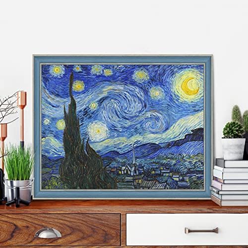 VeGuude Diamond Painting Kits for Adults, 4 Pack Van Gogh Starry Night Diamond Art Kits, 5D Full Drill DIY Crafts for Adults Home Wall Decor Sunflower Irises Café Terrace at Night [12x16in]