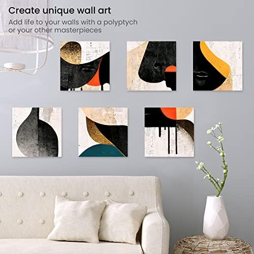 ARTEZA Stretched Canvas, 12 x 12 Inches, Pack of 8, Blank White Square Canvas for Painting for Acrylic, Oil and Gouache Paints | Cotton-Texture Surface, Wood Frame, Pre-Primed, For Acrylic, Oil, Gouache, Tempera, Pouring Art and Wall Pieces