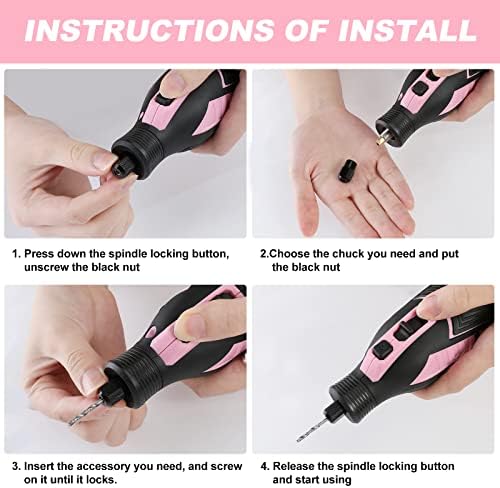 WORKPRO Pink 12V Cordless Rotary Tool Kit for DIY Crafts