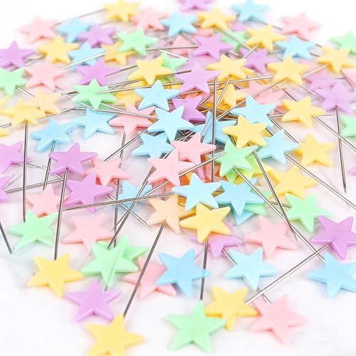 Elisel 200 pcs Multicolor Straight Pins Straight Quilting Pins Craft Positioning Pins Fixed Sewing Marker Needle for Crafting Dressmaker and Other Crafts Making (Pentagram)