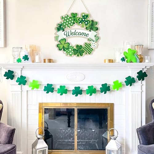 Large Size 12" Wooden Shamrock Ornaments to Paint, St. Patrick's Day Decoration Cutouts Wooden DIY Blank Unfinished Shamrock Irish Door Hanging Sign Plaque Crafts Hanging Decorations 3PCS