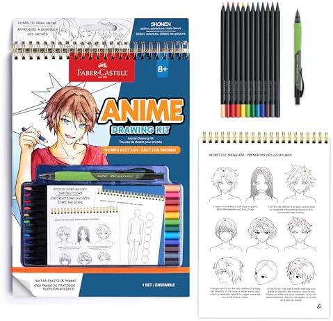 Faber-Castell Anime Drawing Kit, Shonen Edition with Step-by-Step Book