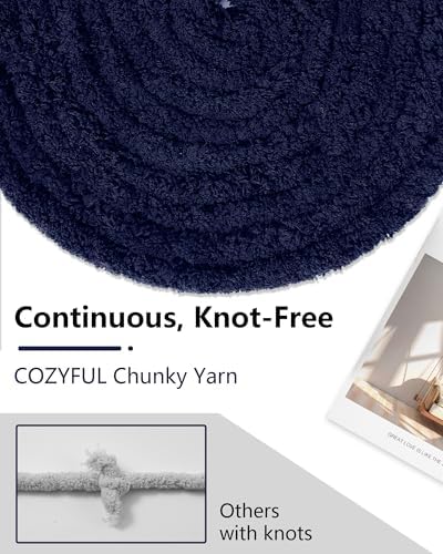 Cozyful Chunky Yarn for Hand Knitting, #9 Thick Jumbo Big Chunky Yarn for Crocheting, Super Chunky Knit Blanket Yarns, Large Chunky Chenille Yarns, 8 Pack (30 yds 8 oz Each Skein), Navy Blue