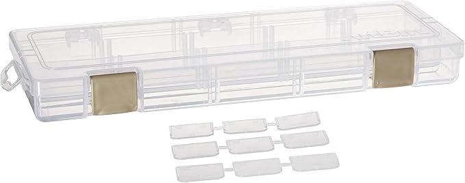 ArtBin 3900AB Solutions Extra Long Box, Art & Craft Organizer with Removable Dividers, [1] Plastic Storage Case, Clear , 12.4" x 4.9"