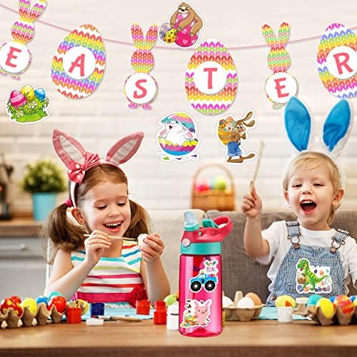 200Pcs Easter Stickers for Water Bottles, Easter Egg Bunny Stickers for Kids Teens Girls Adults, Vinyl Waterproof Sticker for Laptop, Phone