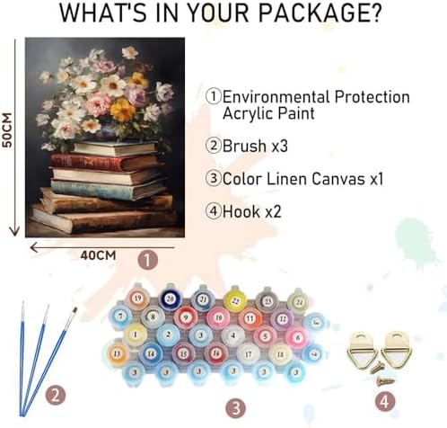 xackcme Paint by Numbers for Adults Books - Book Paint by Number on Canvas