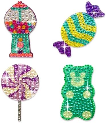 StickerBeans® Rhinestone Stickers - Sweet Tooth Sticker Pack, 2” x 2” Each, Unique Sparkly Cut-to-Shape for Collecting, Trading, Decorating Laptops, Phone Cases, Scrapbooks