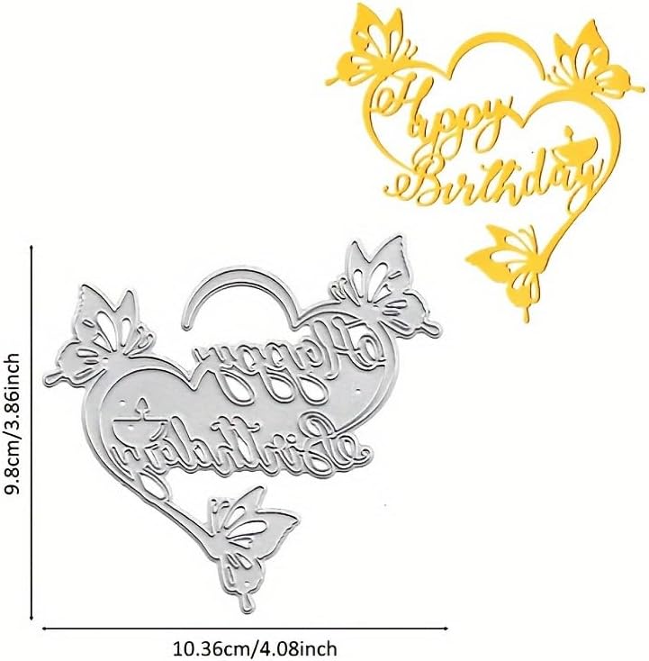 Lapoo Words Cutting Die for Scrapbooking - Durable, Cut Stencils for DIY Scrapbook Photo Album Decorative Paper Card, Card Making Supplies Party Wedding Decorations (Happy Birthday 4.1 x 3.9 in)