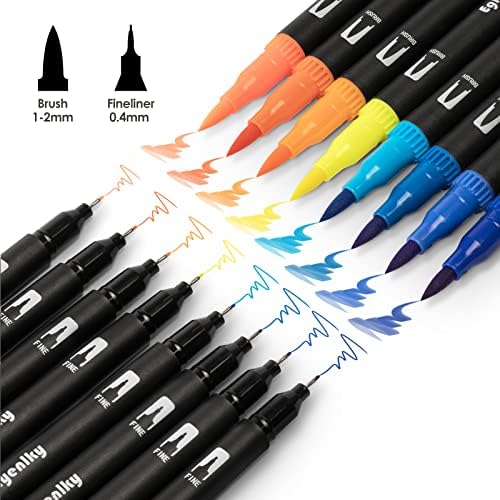 Eglyenlky Colored Markers for Adult Coloring,36 Marker Set,Water Colors | Coloring Books for Adults Relaxation, Felt Tip Marker with Brush and Fine Tip for Adult Teen Kid