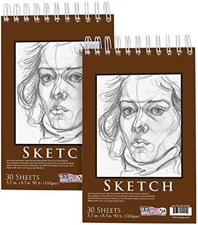 U.S. Art Supply 5.5x8.5 Premium Heavy-Weight Paper Spiral Bound Sketch Pad