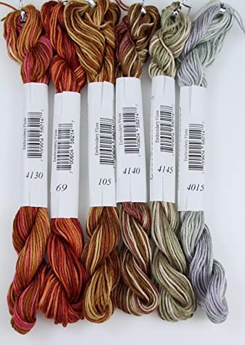 KCS Big skeins of 25 Meters Size 25 Color Variegated Cross Stitch Stranded Threads,6 skeins,22