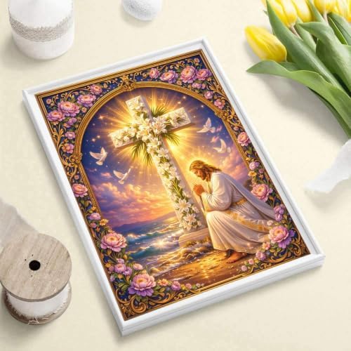 Diamond Art Kits for Adults,Jesus Cross Diamond Art Painting Kits for Adult