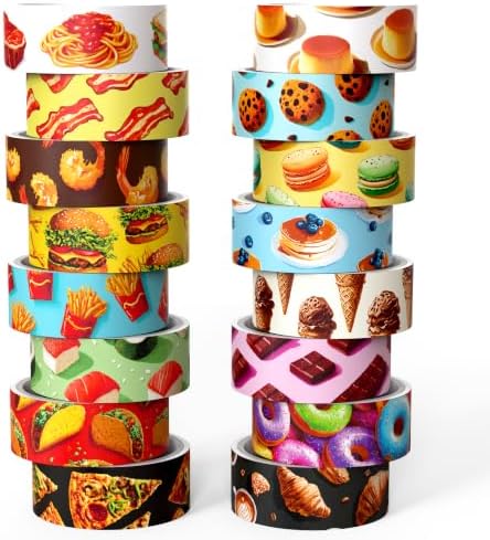 16 Rolls Food Theme Washi Tape Set,Cute Decorative for Crafts