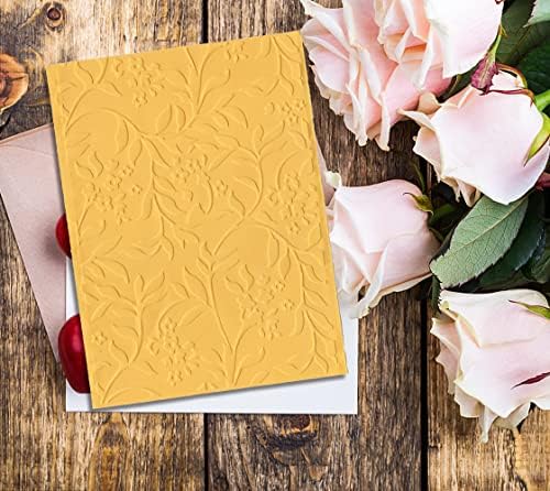 ALIBBON Flower Leaves Background Plastic Embossing Folders for Card Making, Vine Background Embossing Folders for DIY Scrapbooking, Lace Leaves Template Folders for Paper Craft Photo Album Decorations