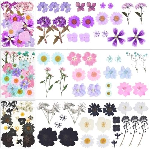190Pcs Dried Pressed Flowers for Craft,Xinxinran Dry Flower Kit for Resin