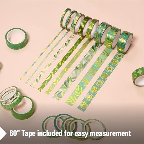 Mr. Pen- Washi Tape Set, 21 Rolls, Assorted Sizes, 5.5 Yards/Roll | Washi Tape for Scrapbook, Arts, Crafts, Journals and Planners, Greenery Summer Design