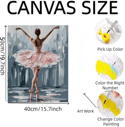 niurenmaoyi Ballet Dancer Paint by Numbers Kit for Adult Beginner,16X20in