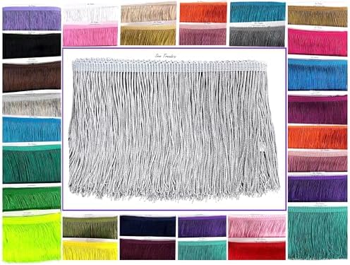 10 Yards of 4" Long Chainette Fringe Thread Yarn Tassel Trim Braid Fringe for Crafts Sewing and Decor- Light Grey