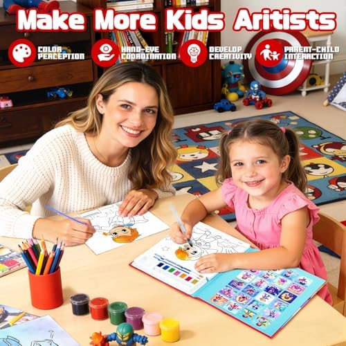 CHICAUP Water Color Painting Set for Kids, Mess Free Watercolor Coloring Books, Arts and Crafts for Boy Ages 3-5 4-8, Travel-Friendly Drawing Kit Gifts for Birthday Christmas