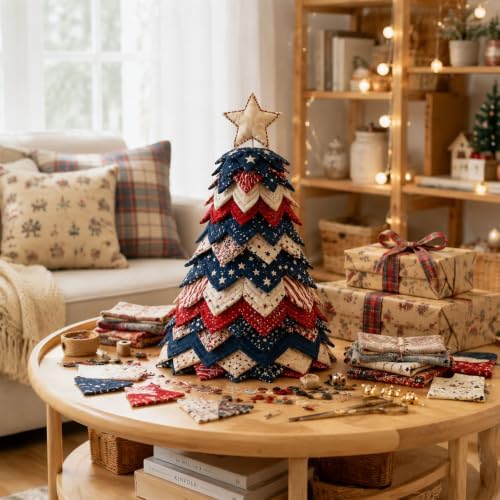 DIY Quilted Christmas Tree Kit, 3D Padded Fabric Sewing Craft Set (Star)