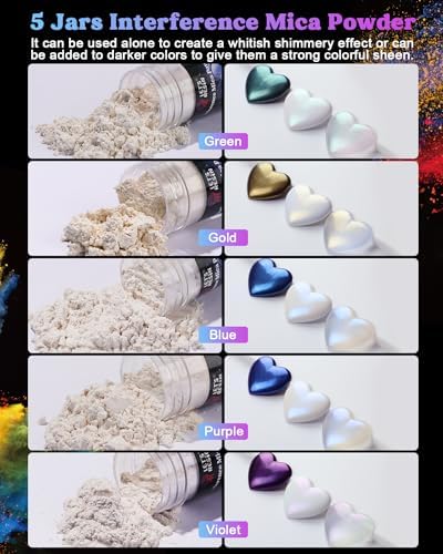 LET'S RESIN 60 Colors Mica Powder,Natural Pearlescent Pigment Powder
