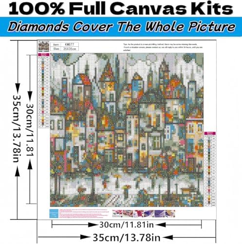 Acelii 5D Diamond Art Kits for Adults Beginners,Rainy Town DIY Full Round Drill Diamond Painting Kits, Paint by Diamonds Dots Gem Art Easy,Home Wall Decor 14X14 Inch