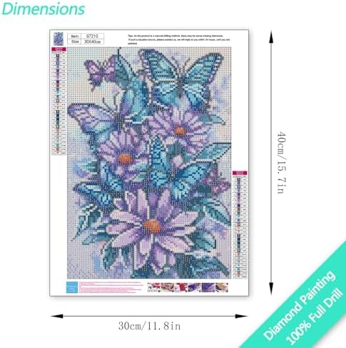 MBNTJHT DIY Butterfly Diamond Art Kits for Adults Beginners,Easy Flowers 5D Round Drill Diamond Painting Kits on Canvas,Butterfly and Floral Gem Art Kits for Home Wall Decor 12X16 Inch.