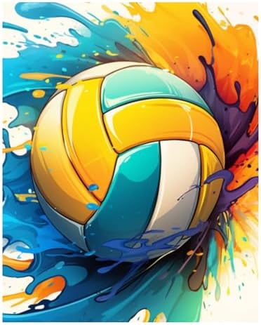 Reivworl Volleyball Paint by Numbers Kit for Adults Beginner, 16" Wx20 L Volleyball Paint by Number for Adult, Acrylic Painting Kits with Canvas for Gifts and Wall Decor