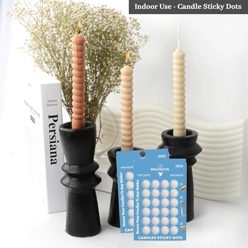 Taper Candle Sticky Dots - White Wax Candle Adhesive Dots for Secure Candle Placement - Easy Clean and Traceless Adhesive for DIY Projects - Pack of 48