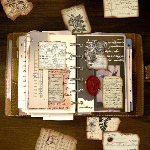 PRSTINCOL Vintage Journaling Stickers,Scrapbook Supplies for Planners,100Pcs Junk Journal Supplies with Antique Map Prints, Distressed Edges for Teenagers Adults