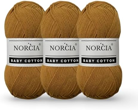 Baby Cotton, 55% Cotton 45% Acrylic Yarn, Fine/Sport (2) for Crochet and Knitting, Soft Amigurumi Yarn, 100 gr (361 yds)