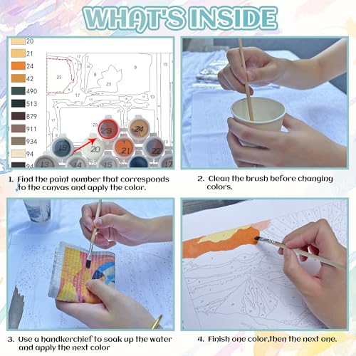 Gaming Cat Paint by Numbers Kit for Adults, Music & Coffee Art, 16x20 Inch