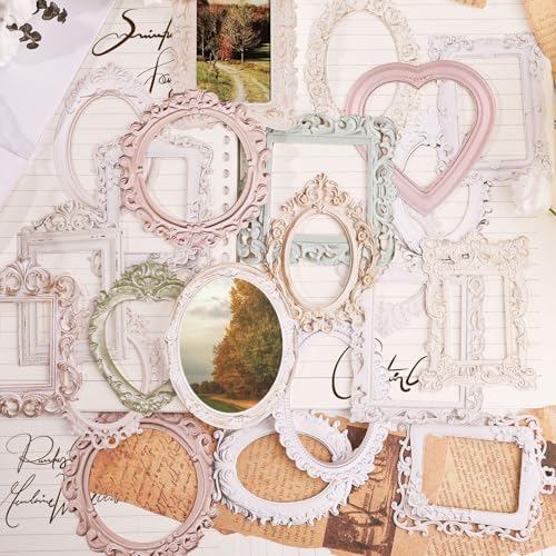 40Pcs Scrapbook Supplies Decoration Papers, Lace Frames Junk Journal Supply