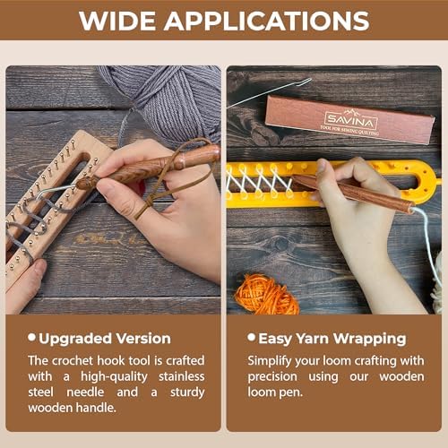 Set 2 Loom Pen Tool & Loom Hook, Yarn Helper, Yarn Guide for Loom Knitting, Handmade Tools to Make Yarn Loom Crafts Quicker & Easier for Knitters