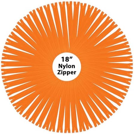 Mandala Crafts 60 PCs Orange Closed-End 18 Inches Nylon Zippers for Sewing