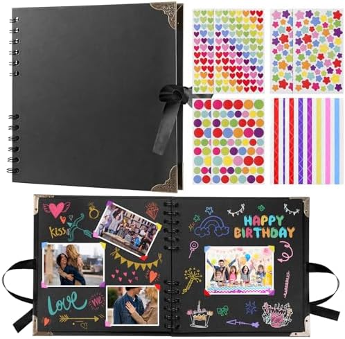 GWHOLE Scrapbook Album 8 x 8 inch, Black