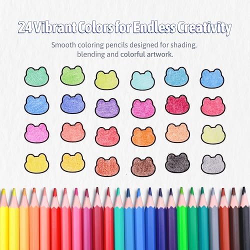 Pointer Erasable Colored Hexagonal Shape Pencils for School Art - 24Pack