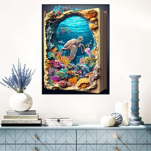 Benjenes Book Diamond Art Kits for Adults, Sea Turtle Diamond Painting Kits