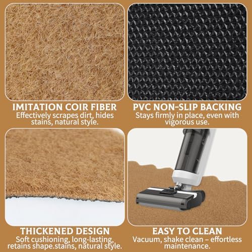 4 Pack Artificial Coir Doormats Scalloped 17 x 30 Inch, Blank Door Mats for Crafting with Non Slip Rubber Backing, Personalized Welcome Mat for DIY Painting, Entryway Porch Indoor Outdoor Door Rugs