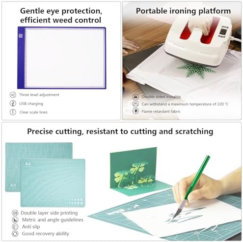 41Pcs Ultimate Tool Set for Cutting Machine,Accessories Bundle with Weeding Tool for Vinyl, LED Light Pad,T-Shirt Ruler,12'' Paper Cutter,Heat Press Mat,Cutting Mat,Starter Kit for Craft Projects