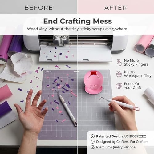 iVyne Berry Suctioned Vinyl Weeding Scrap Collector | Versatile Multi-Surface Suction & Anti-Spill Vinyl Scrap Collector w/ Soft and Flexible Silicone to Protect your Weeding Tools | Pink, 1 Pack