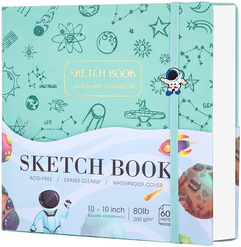 FLYING EAGLE Sketch Book, Square Hardcover Journal for Kids,10x10, Green