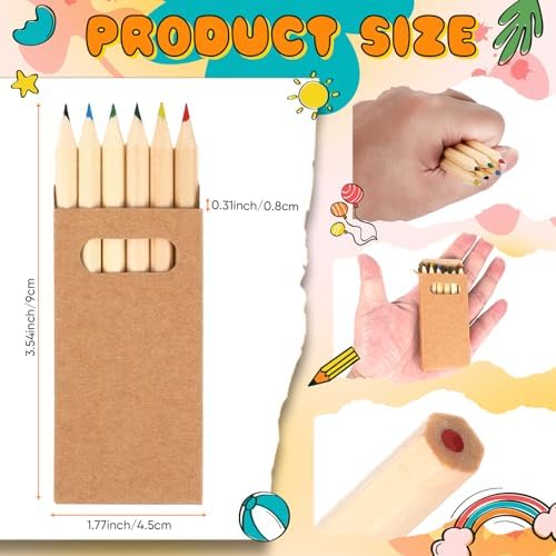 Faccito 10 Packs Mini Colored Pencils Bulk for Kids, 6 Colors