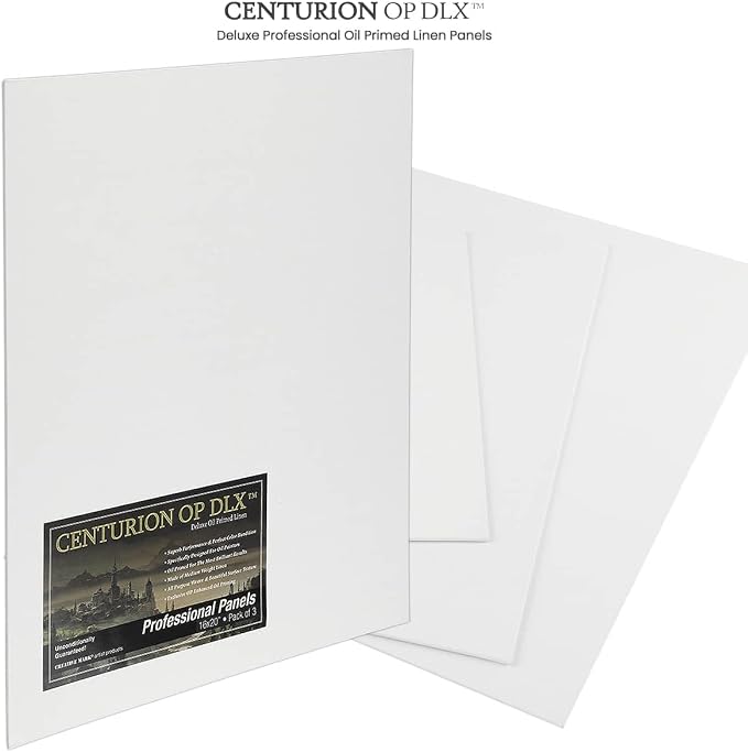 Centurion Deluxe Professional Oil Primed Linen Canvas Panels - 24"x30" - 3 Pack of Linen Canvases for Painting, Artwork and More