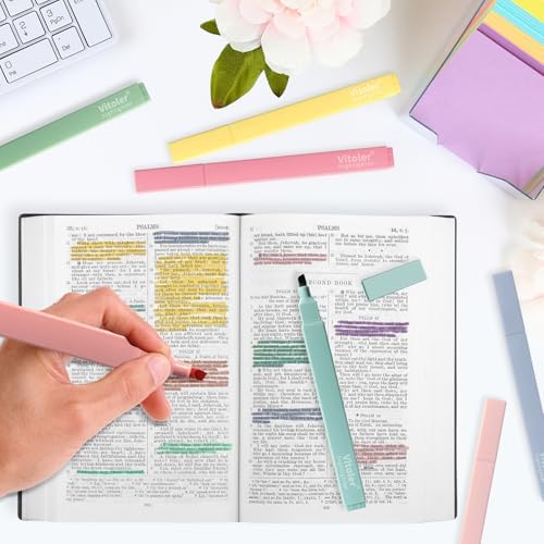 Bible Highlighters, Cute Pastel,No Bleed Bible Study Chisel Tip,8Pcs | Chisel Tip,Aesthetic,No Bleed,Dry Fast, Bible Study for Planner Notes School Supplies