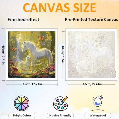CRZMODE Unicorn Paint by Numbers Kit for Adults,Unicorn Paint by Numbers for Adults, Acrylic Painting Crafts for Home Decor Gift (16x16inch)